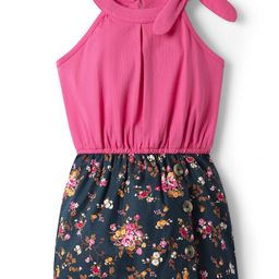 CrayonFlakes Knit Sleeveless Floral Printed Jumpsuit - Pink-image-74