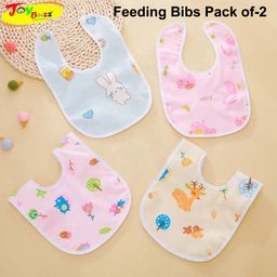JOY BUZZ Joy Buzz Waterproof Feeding Bibs with Snap Button Closure Printed Pack of 2- Multicolor-10