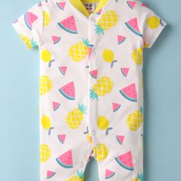 Kidi Wav Half Sleeves Fruits Printed Romper - Cream-image-53