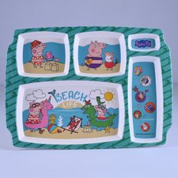 Servewell Peppa Pig Theme 5 Section Rectangular Plate with Fork & Spoon - Blue image 2
