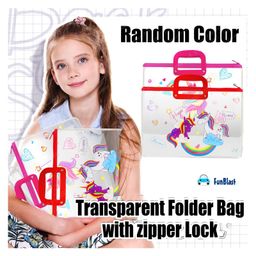 Bunie Unicorn Theme Transparent Folder Bag with Handle  Pack of 2 Multicolor image 2