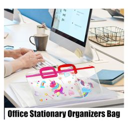 Bunie Unicorn Theme Transparent Folder Bag with Handle  Pack of 2 Multicolor image 4
