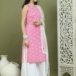 Jompers Women Floral Printed Regular Kurta with Palazzos & With Dupatta-image-2