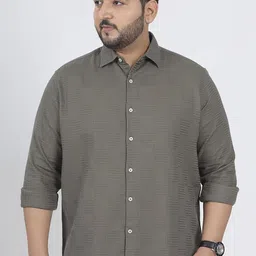 Snitch Men Textured Spread Collar Plus Size Cotton Shirt-picture-42