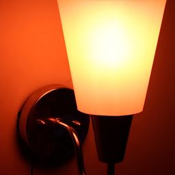 KINIS Silver-Toned & Orange Colored Metal Frustum Shaped Wall Lamp-18