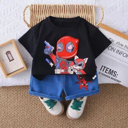 TrendyKid Boys Printed T-shirt with Shorts-picture-33