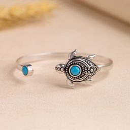 Voylla Women Brass Oxidised Silver-Plated Wraparound Bracelet-image-29