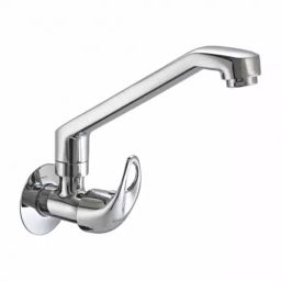 PLUMBER Wall Mounted Sink Cock with Swivel Spout & Wall Flange, SLR-0616-30