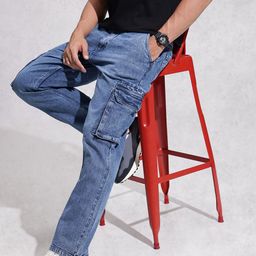 WROGN Men Cargo Anti Fit Heavy Fade Stretchable Jeans-image-31