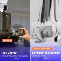 Snipeway Vision 360° Two-Way Audio White 3 MP Smart WiFi Camera, Z11 image 4
