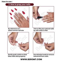 BEROMT Set Of 12 Salon Finish Press On Nail Tip With Application Kit - BFN627BPN image 5