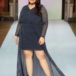 wild U Women Self Design Plus Size Bodycon Above Knee Dress-image-79