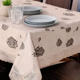 Stylista Rose Gold-Toned Floral Printed 8-Seater Rectangle Table Cover-6