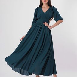clobug Flared Sleeve Crepe A-Line Maxi Dress-image-78