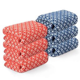 Kuber Industries Red & Blue 6 Pieces Printed Microfiber 280GSM Ultra Absorbent Face Towels-65