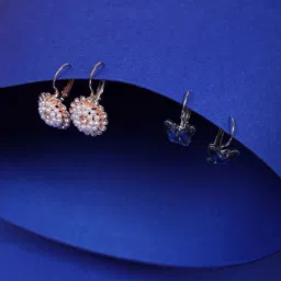 DressBerry Set Of 2 Gold-Plated Artificial Stones Studded Animal Shaped Hoop Earrings-12