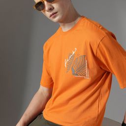 FCUK Brand Logo Printed Drop-Shoulder Sleeves Pure Cotton Relaxed Fit T-shirt-image-83