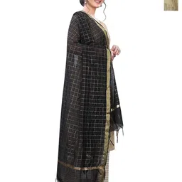 Kemza Pack Of 2 Checked Chanderi Silk Dupatta With Zari-picture-45