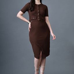 Myshka Round Neck Top With Skirt Co-Ords Set-image-49