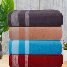Aura Grey & Blue 4 Striped Cotton 400 GSM Bath Towel-image-79