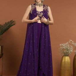 RIRASA Embroidered Square Neck Bustier & Sharara, Cape Co-Ords-picture-23