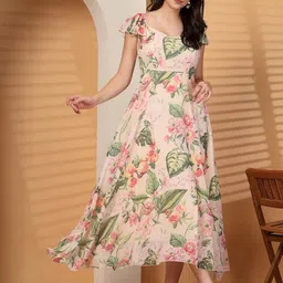 T TRYON ULTIMATE WomenFloral Printed Georgette Fit & Flare Midi Dress-image-29