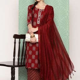 Libas Bandhani Printed Regular Kurta with Palazzos & Dupatta image 5