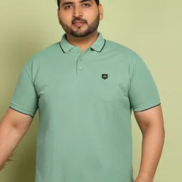 METRONAUT PLUS Men Plus Size Self Design Polo Collar Cotton T-shirt-picture-3