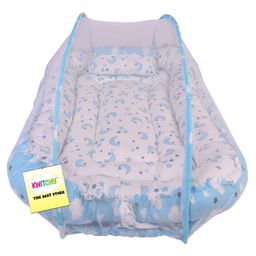 Kwitchy Baby Sleeping Bed Luxury Bedding Set Reversible Mattress with Mosquito Net - Blue-8