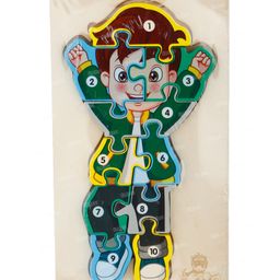 Fiddlerz Wooden Small Boy Shape Montessori Toy Jigsaw Puzzles Multicolor - 10 Pieces-image-60