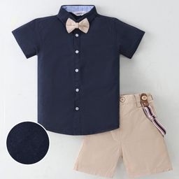 Mark & Mia Half Sleeves Shirt & Shorts Sets With Suspender & Bow Detailing -Multicolour-picture-17