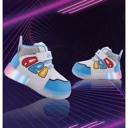 PASSION PETALS Colour Blocked LED Shoes - White & Blue-image-37