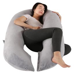 PumPum Grey Cotton Ultra Soft Hollow Fiber O Shaped Maternity Pillow ,Grey-image-3