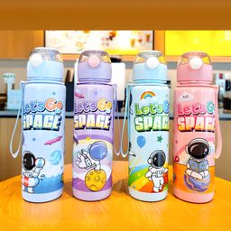 Schoolish Space Straw Plastic Cup Portable Sports Water Cup Suitable for Students Pack of 1 Color May Vary - 700 ml-image-7