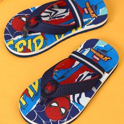 Kidsville Marvel Avengers Featuring Spider Man Character Printed Flip Flops - Navy Blue-image-80
