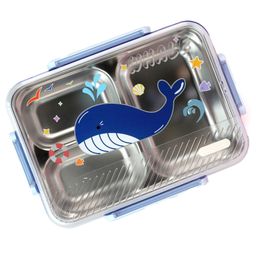 Little Surprise Box Whale Print Big Size Stainless Steel Kids Lunch Box - Blue-image-65