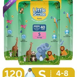 Little Smile Better Dry Feel Baby Diaper Pants | Pack of 3 - S (120 Pieces)-image-50