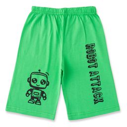 Luke and Lilly Cotton Knit Robot Attack Text Printed Shorts - Green-image-6