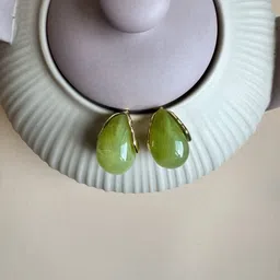 The Jewellery Tale Stainless Steel Gold-Plated Stones Studded Teardrop Drop Earrings-picture-29