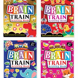 Brain Train Activity Books Pack- A Set of 4 Books - With Colouring Pages Mazes Puzzles and Word Searches Activities by Dreamland Publications - English image 2