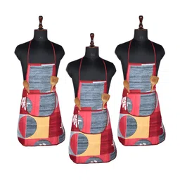Aura 3 Pieces Printed Water-Resistant Cotton Aprons With Front Pocket-25
