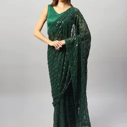 HERE&NOW Sequinned Pure Georgette Saree-29