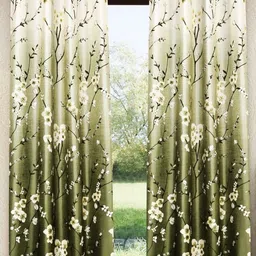 Home Sizzler Green & Beige 2 Pieces Floral Printed Room Darkening Long Door Curtains-picture-20