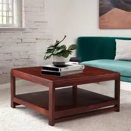 Ikiriya Red Sheesham Wood Contemporary Honey Finish Square Coffee Table-14