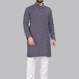 allan peter Men Geometric Printed Patchwork Kurta image 1