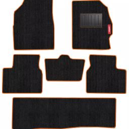 Elegant Cord Black & Orange Carpet Car Mat Compatible With MG Gloster-image-79