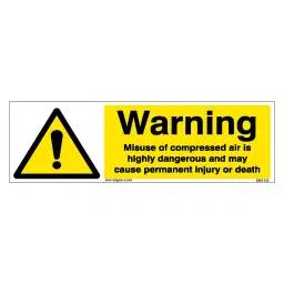 SUNSIGNS Warning Misuse Of Compressed Air Is Highly Dangerous Signages Size 300x100 mm HP Print + Vinyl + Sun Board, SN0131-picture-34