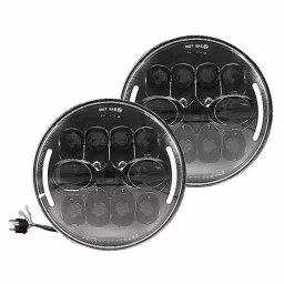 Oswin Gold OG-22-2 75 W 17.78 cm (7 Inch) Round White LED Headlight with Hi/Low Beam for Bullet, Harley Davidson & Jeep Wrangler (Set of 2 Pcs)-1