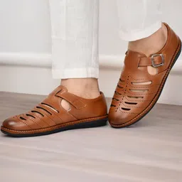 G L Trend Men Tan Casual Ethnic Roman Shoe Style Sandals-image-64
