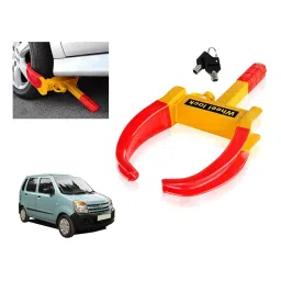 Auto Pearl Security Adjustable Anti Theft Yellow, Red Wheel Clamp Lock for Maruti Suzuki WagonR ABS-image-55
